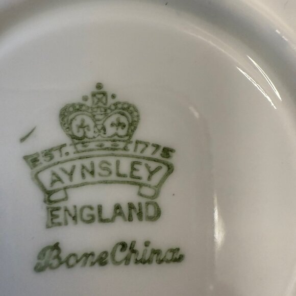 Aynsley Cobalt Blue Pink Cabbage Rose Tea Cup Saucer Gold Gilt English Bone - Picture 6 of 6